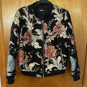 Missguided Women's Floral Embroidered Bomber Jacket - Black
